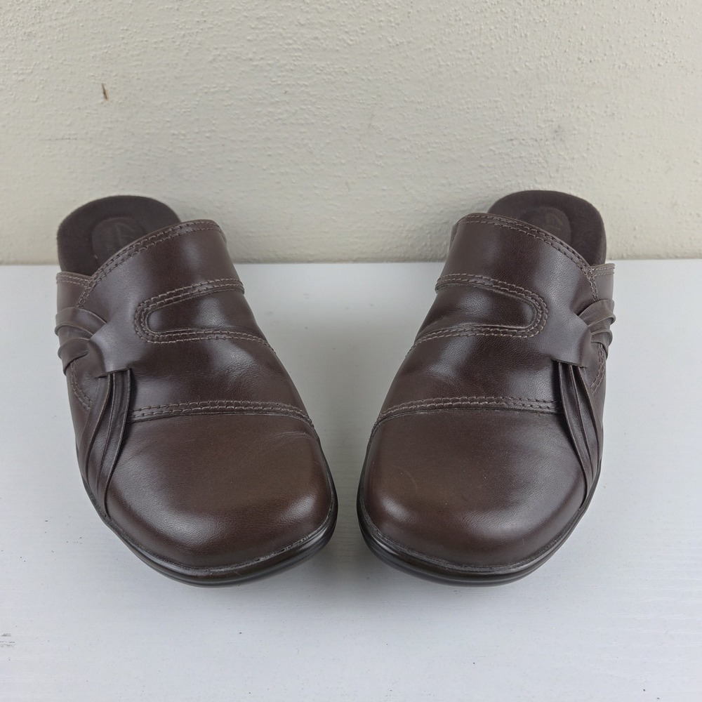 Clarks Bendables 62896 Dark Brown Leather Slip On Comfort Mule Clogs Wmns Sz 8 M - Picture 3 of 12